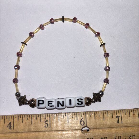 Multicolor “Pen*s” Bracelet Adult Humor Beaded Handmade Naughty Accessories - Picture 2 of 3